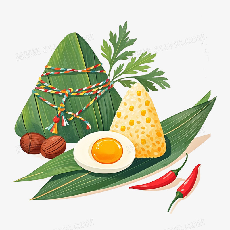 插画风端午美食免抠元素