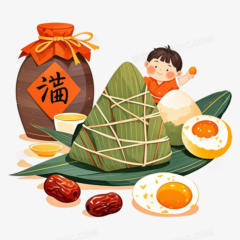 插画风端午美食免抠元素