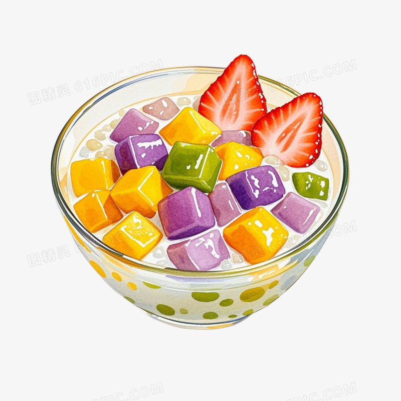 卡通水彩插画风格夏季饮品冰淇淋冰棍糖水免抠元素