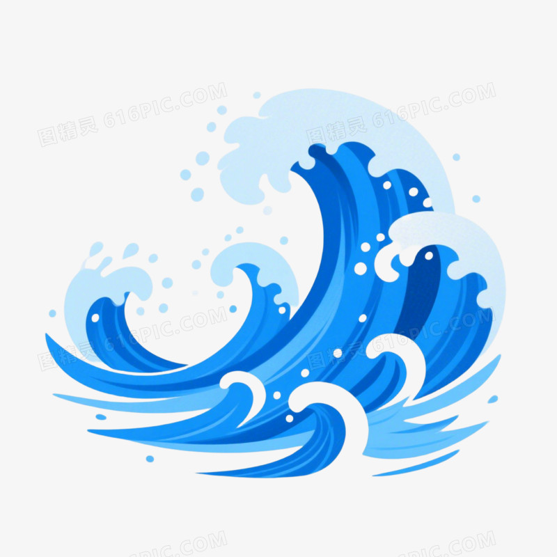 插画风格浪花免抠元素