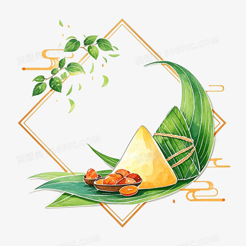 卡通手绘端午节边框免抠元素