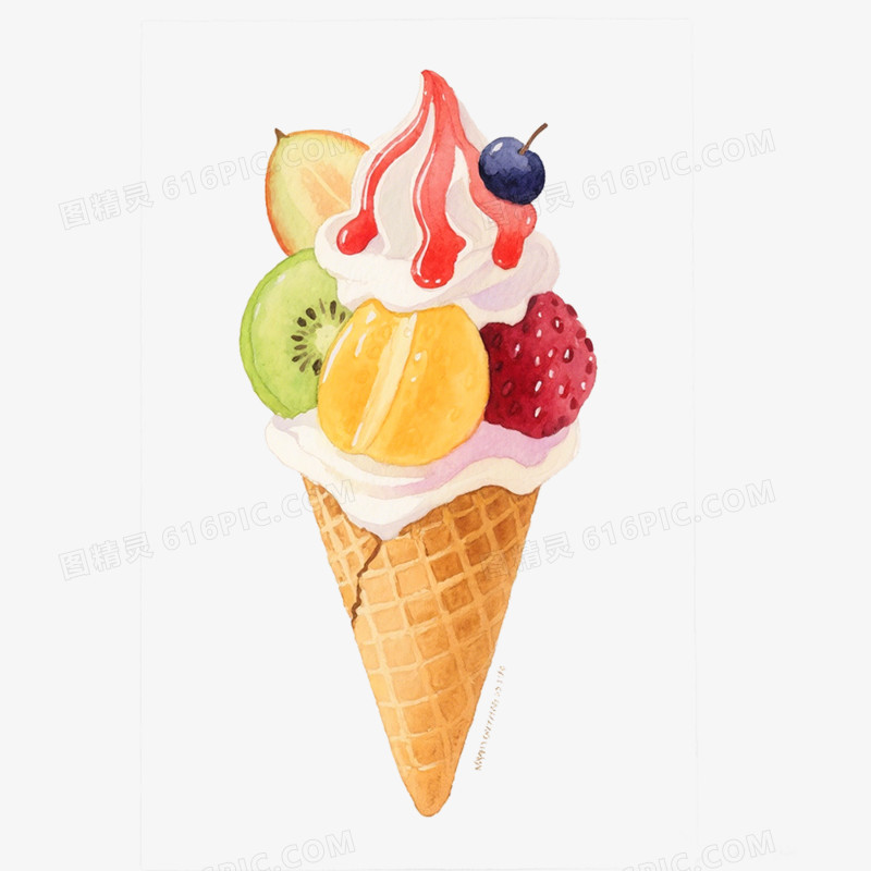 手绘插画冰淇淋免抠元素