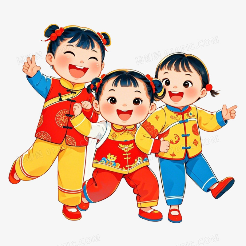 彩色卡通跳跃的儿童免抠元素