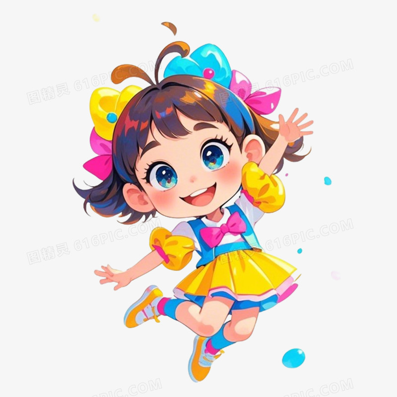 彩色卡通跳跃的儿童免抠元素