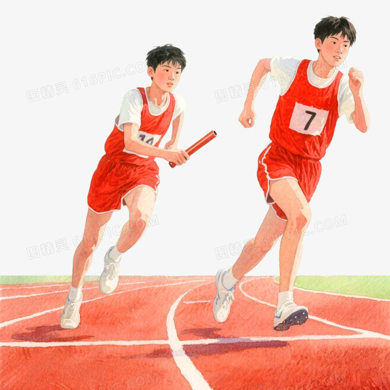 卡通手绘大学生接力比赛免抠元素