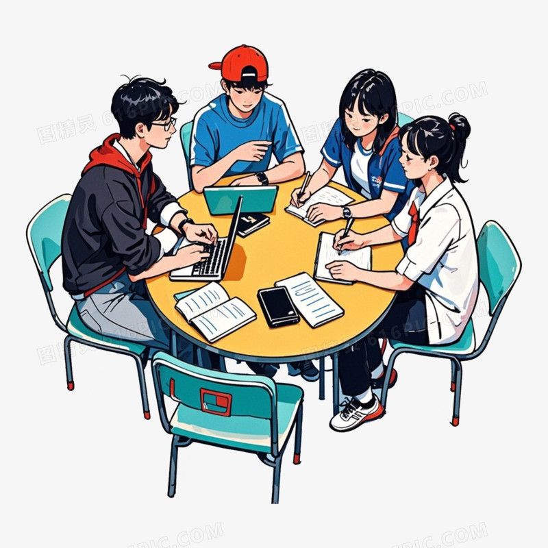 中学生大学生讨论课件免抠元素