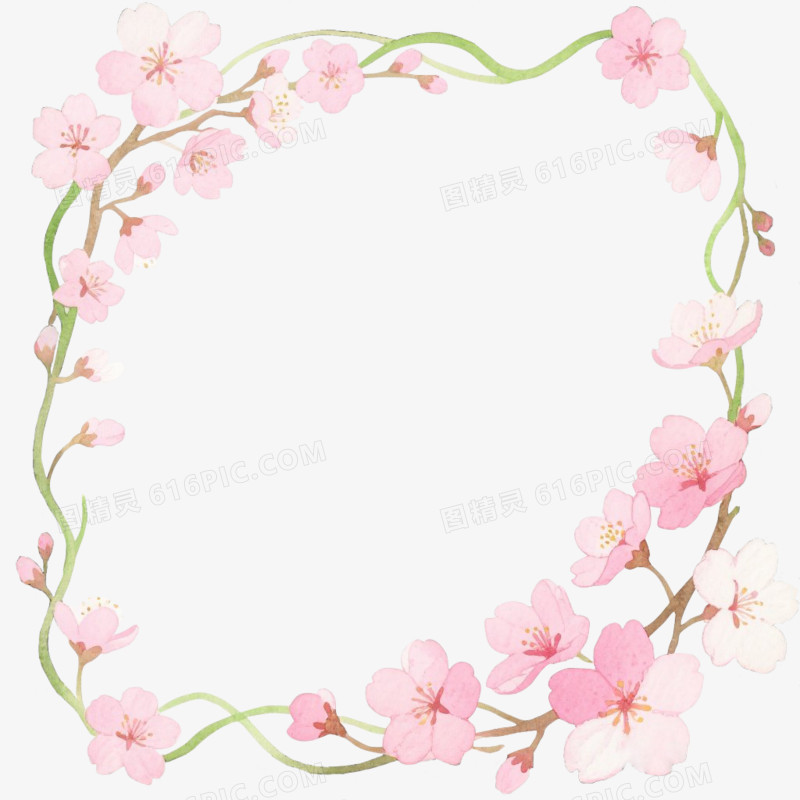 卡通插画风四季边框春季边框免抠元素