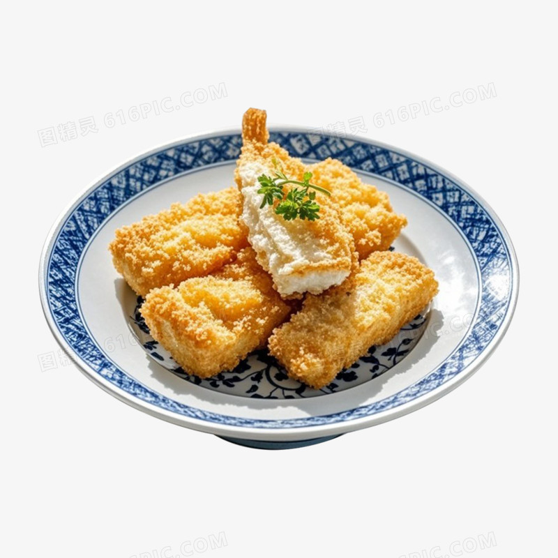 油炸鱼块夏日美食产品实物免抠元素