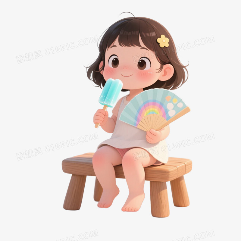 卡通插画风夏天夏季盛夏酷热炎热高温中暑解暑免抠元素