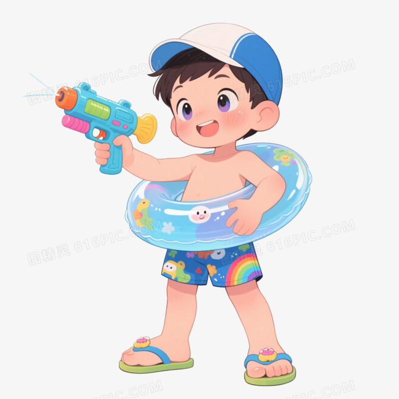 卡通插画风夏天夏季盛夏酷热炎热高温中暑解暑免抠元素