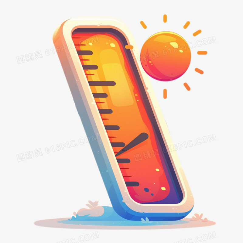 卡通温度计和太阳免抠元素