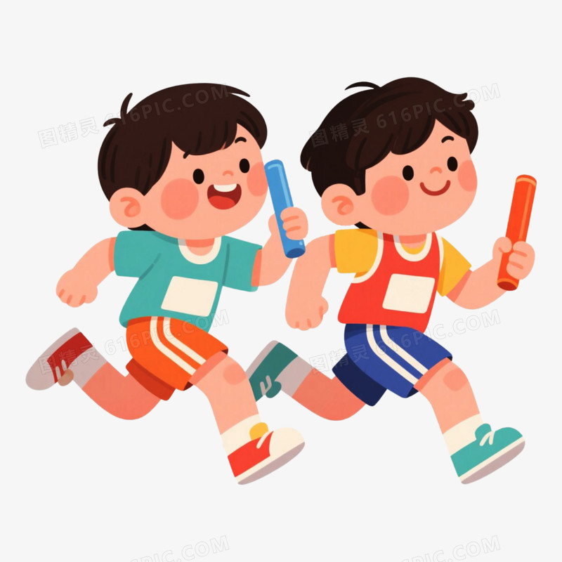 幼儿组接力比赛跑步接力棒免抠元素