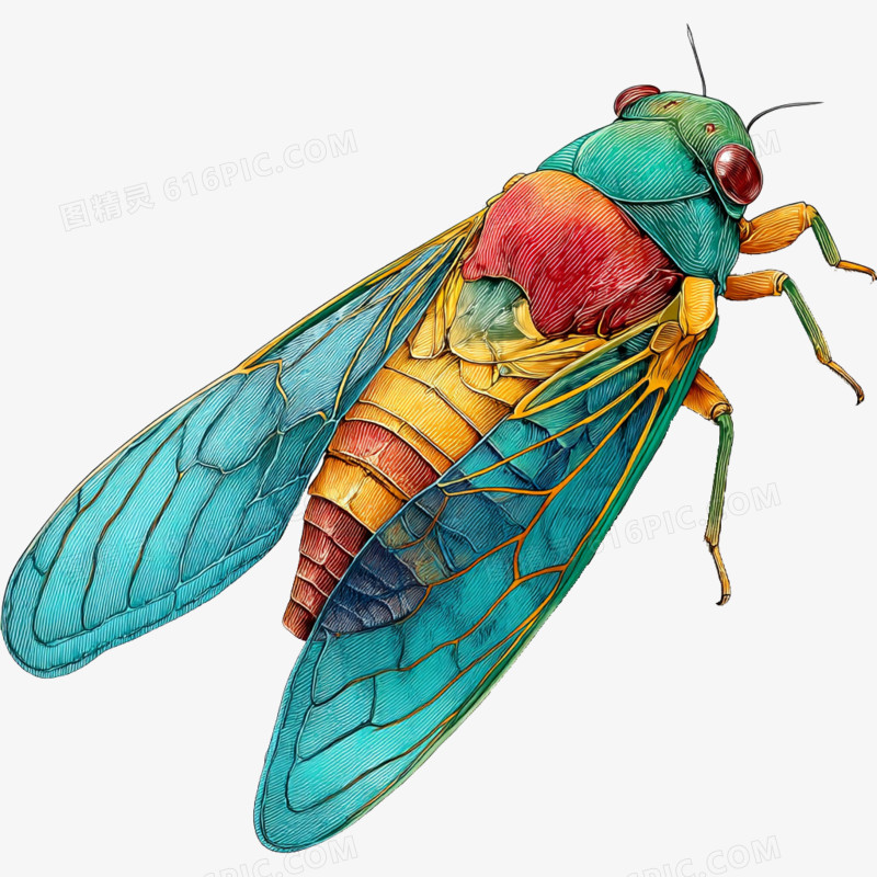 手绘插画蝉免抠元素