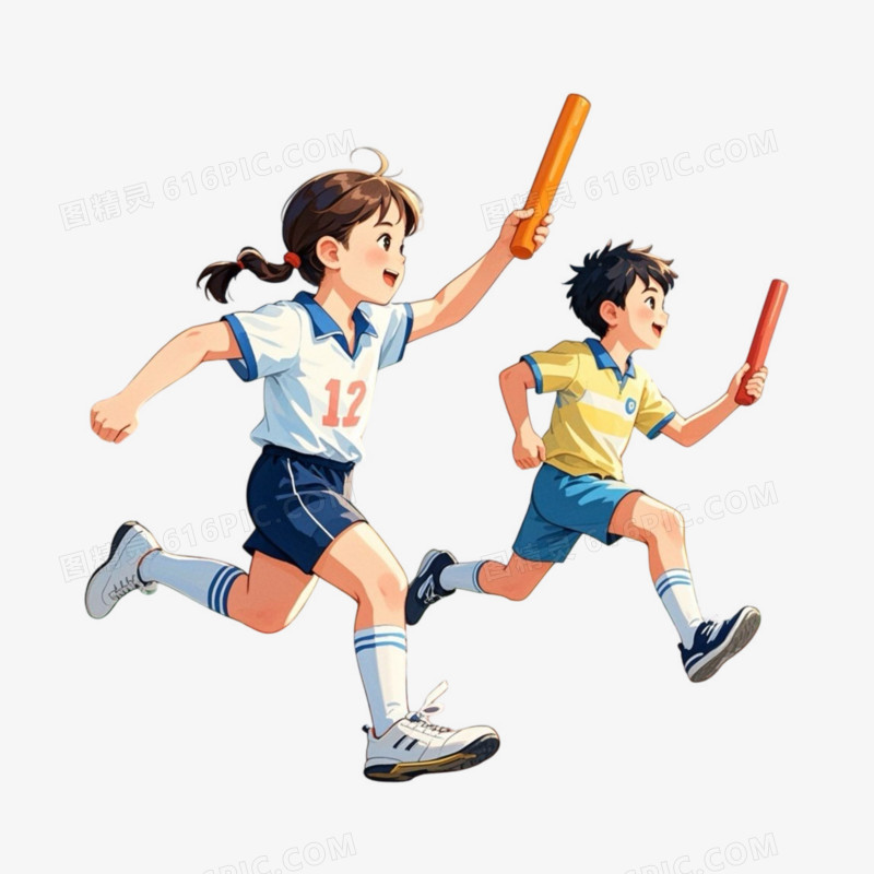 卡通手绘接力赛免抠元素