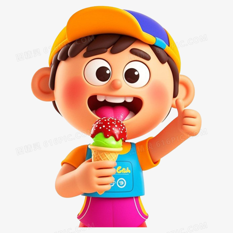 吃蛋筒的孩子高温炎热解暑消暑免抠元素
