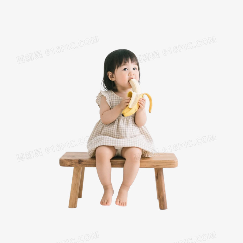 真人实物儿童吃水果免抠元素