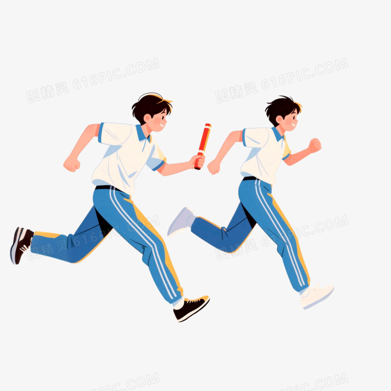 插画风学生运动会接力赛免抠元素