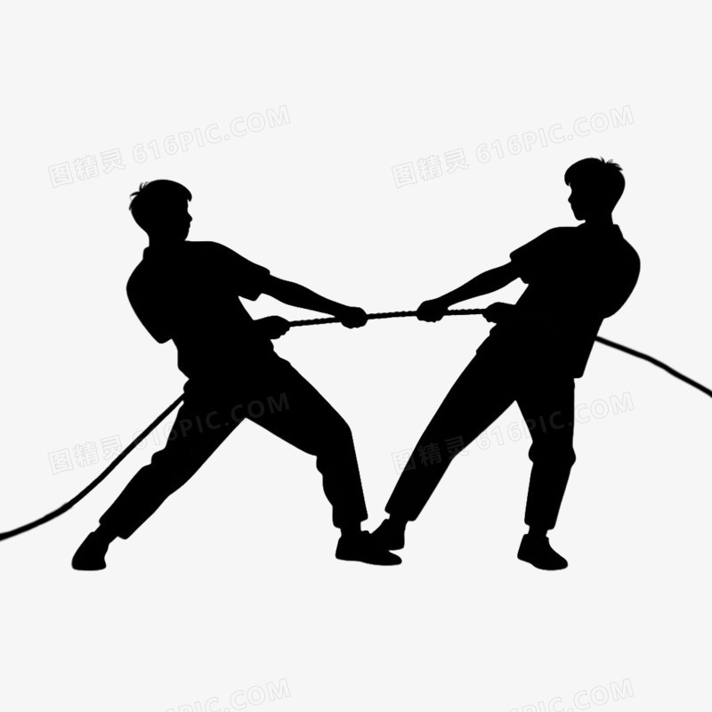 剪影风格拔河比赛免抠元素