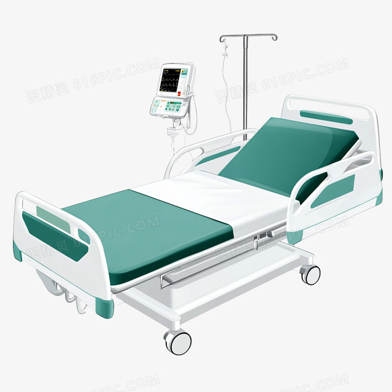 插画风医疗设备医疗床病床免抠元素