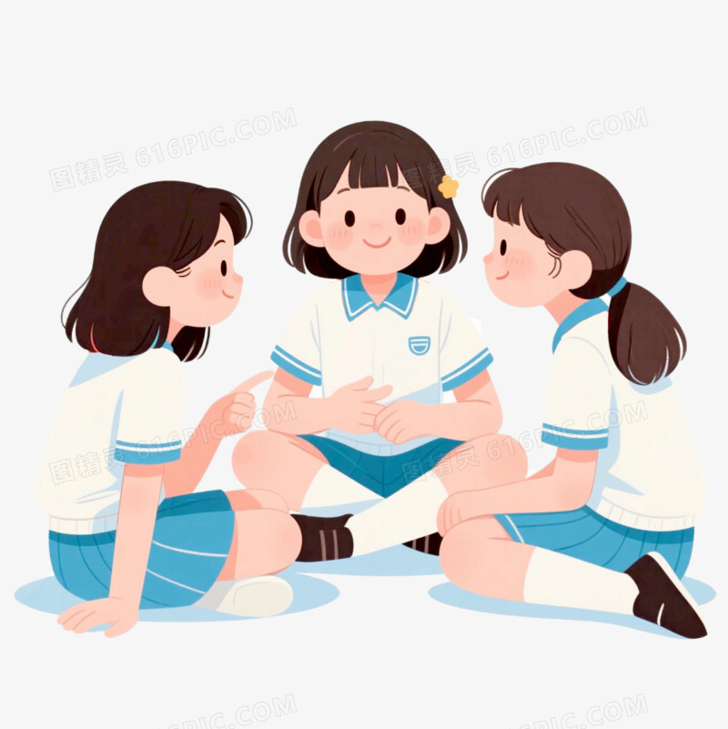 插画风学生小组讨论免抠元素
