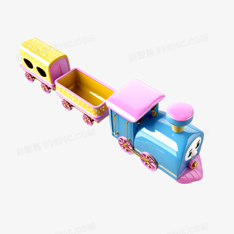 3D风多彩小火车免抠元素
