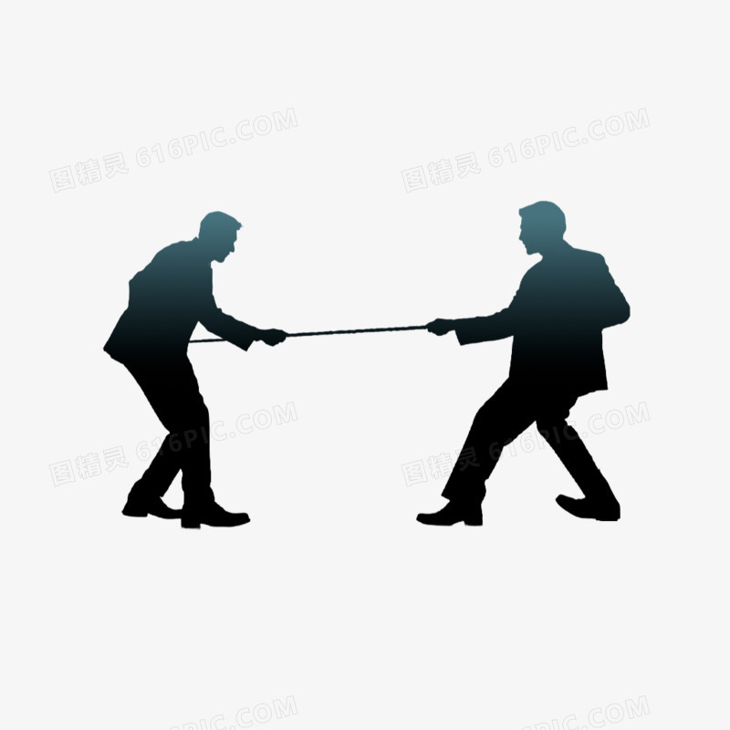 商务人士拔河比赛剪影免抠元素