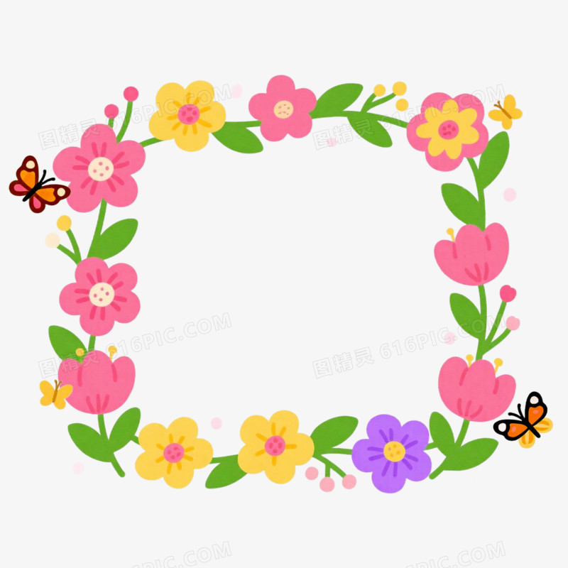 插画风季节春天边框免抠元素