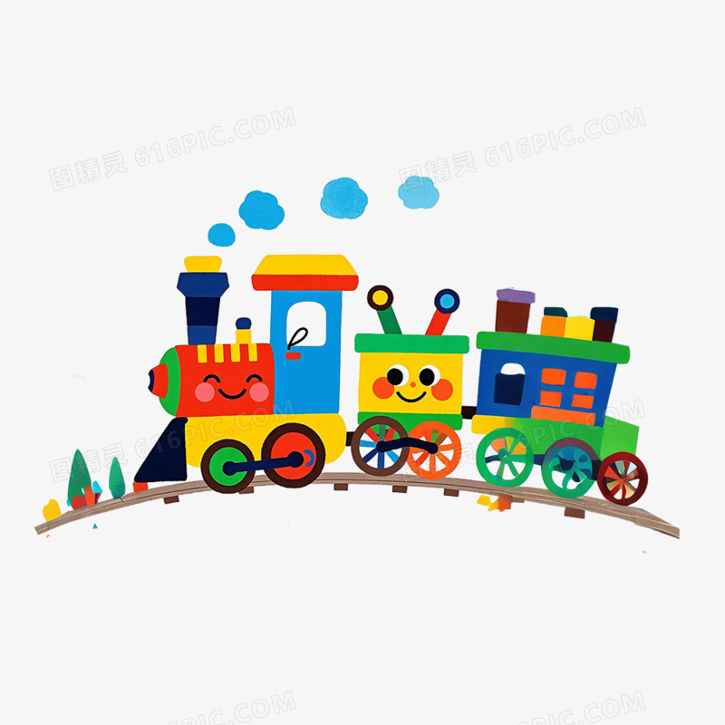 卡通插画风小火车免抠元素