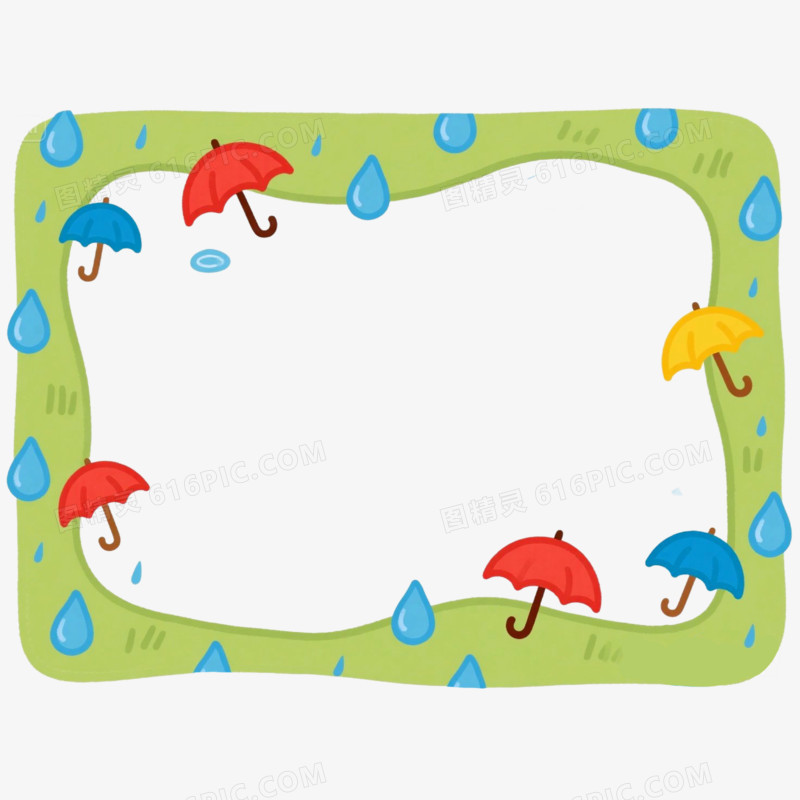 插画风天气边框雨天免抠元素