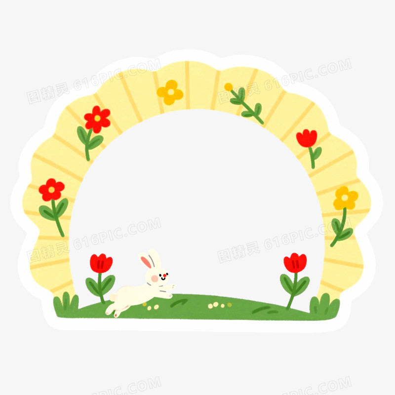 插画风季节春天边框免抠元素