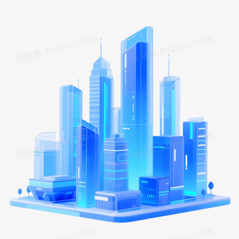 C4D插画透明建筑免抠元素