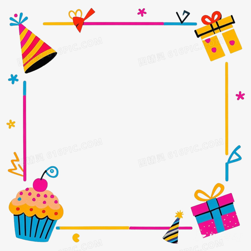 生日卡通边框免抠元素