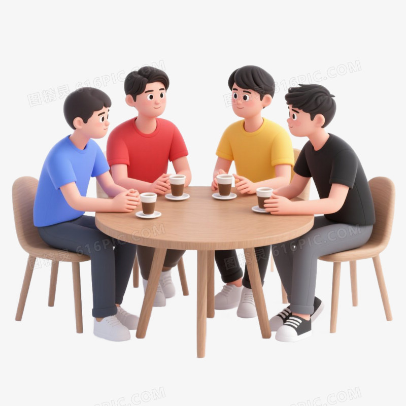 3D卡通立体风办公人员讨论问题开会免抠元素
