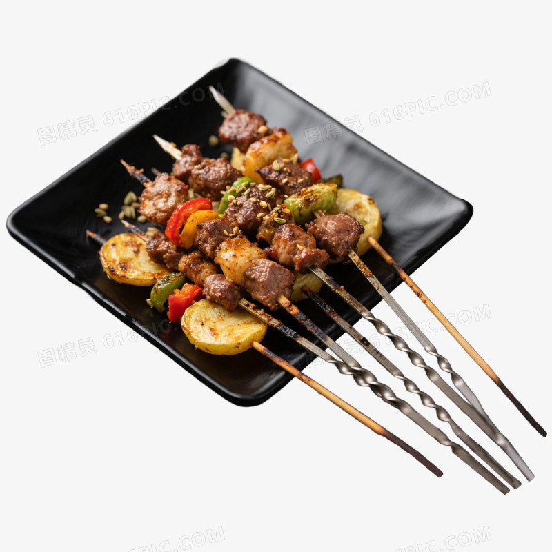 一盘烧烤烤串美食免抠元素