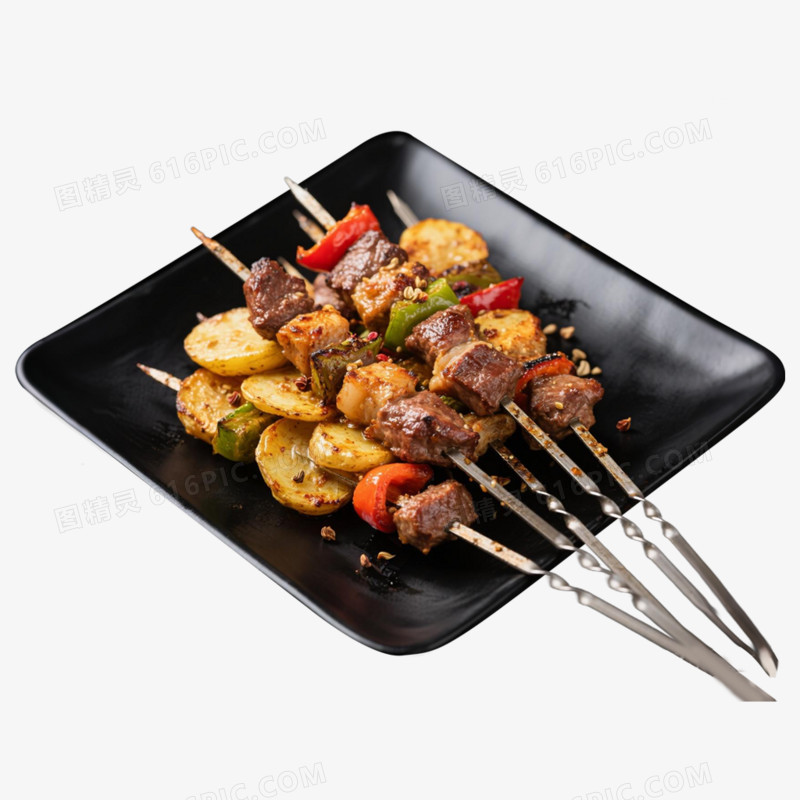 一盘烧烤烤串美食免抠元素