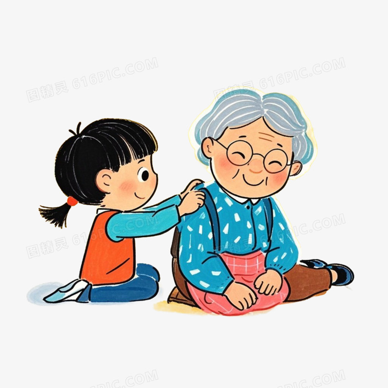 彩色卡通做好人好事的孩子免抠元素