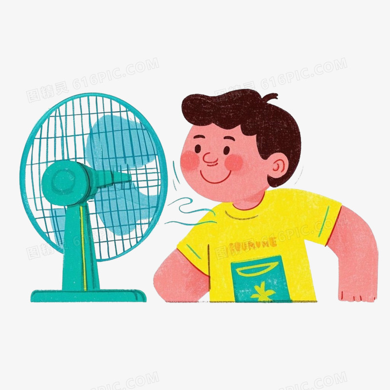 夏季高温避暑的小孩子免抠元素