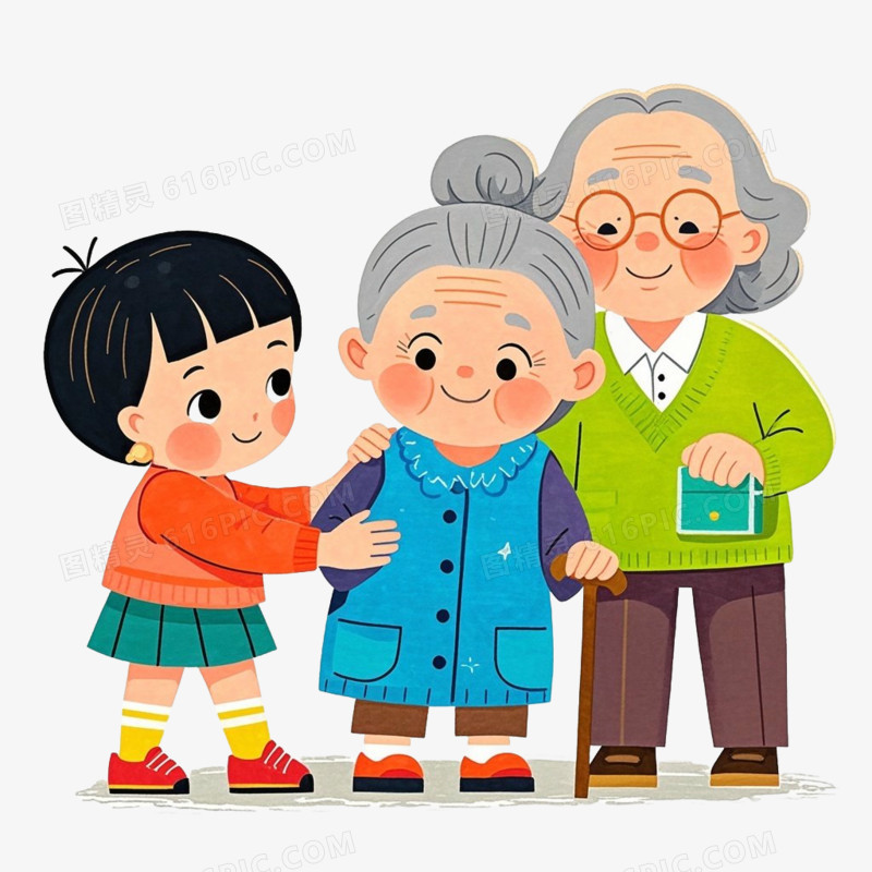 彩色卡通做好人好事的孩子免抠元素