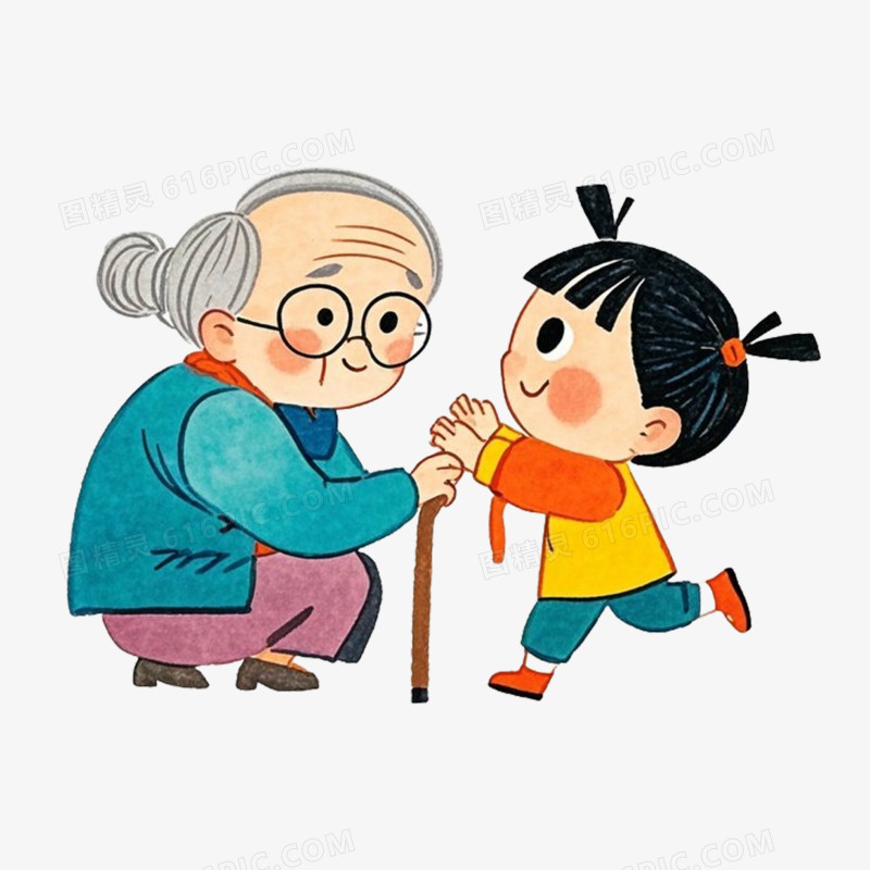 彩色卡通做好人好事的孩子免抠元素