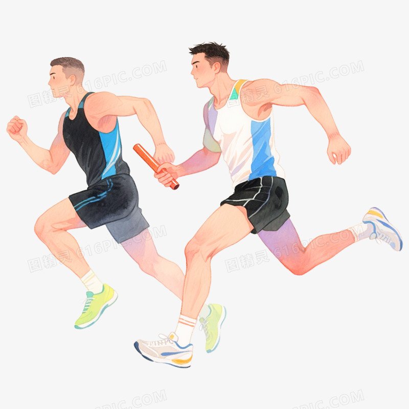 手绘插画接力赛免抠元素