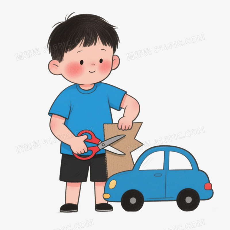 插画风一人做手工免抠元素