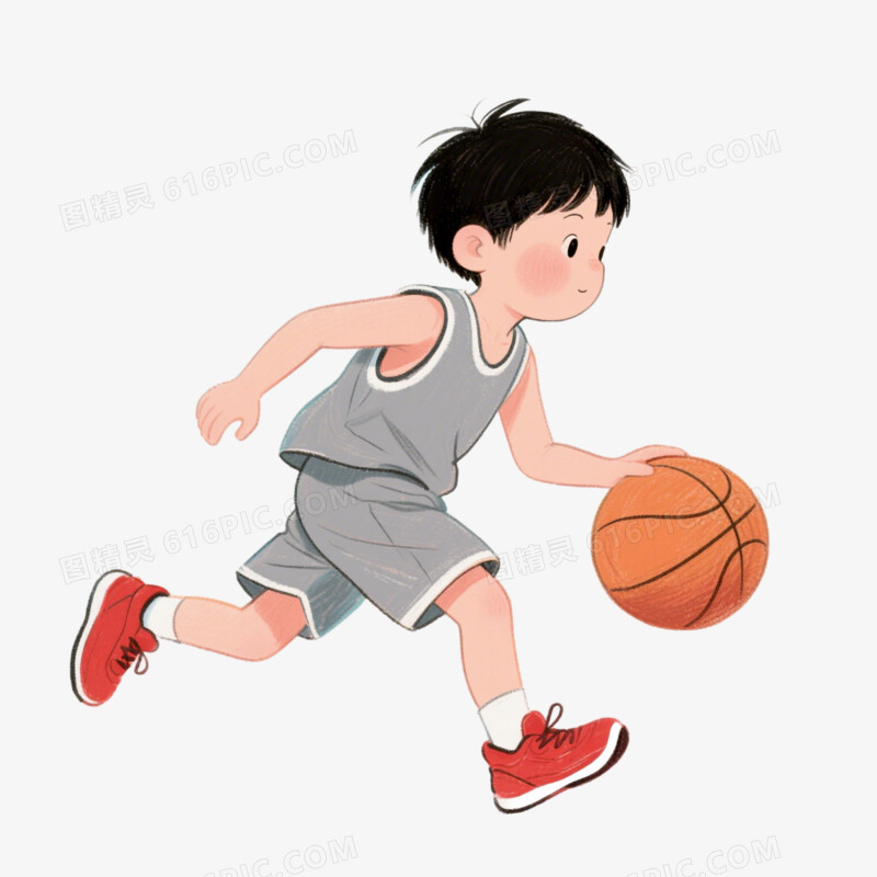 插画风运动运动会项目打篮球免抠元素