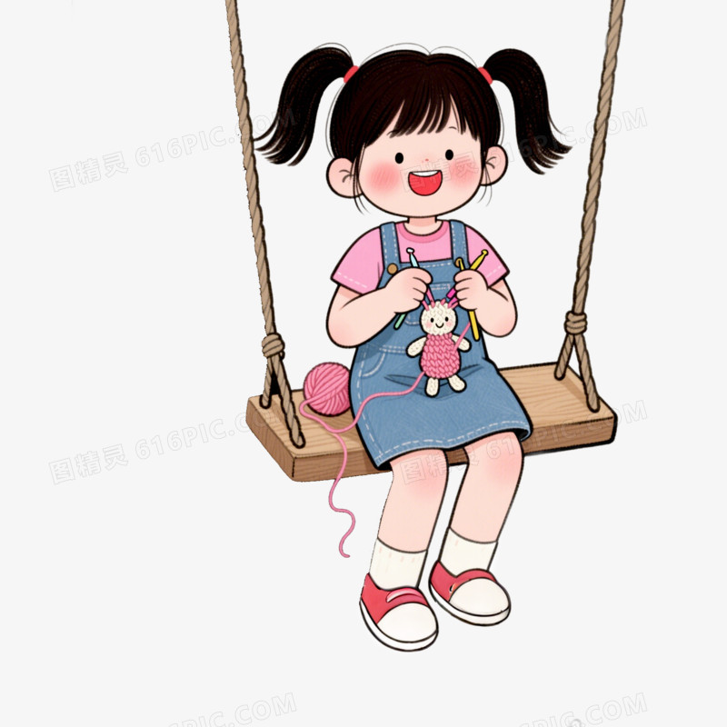 插画风一人做手工免抠元素
