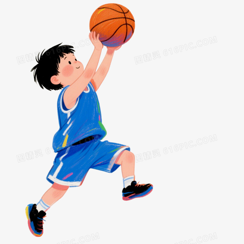 插画风运动运动会项目打篮球免抠元素