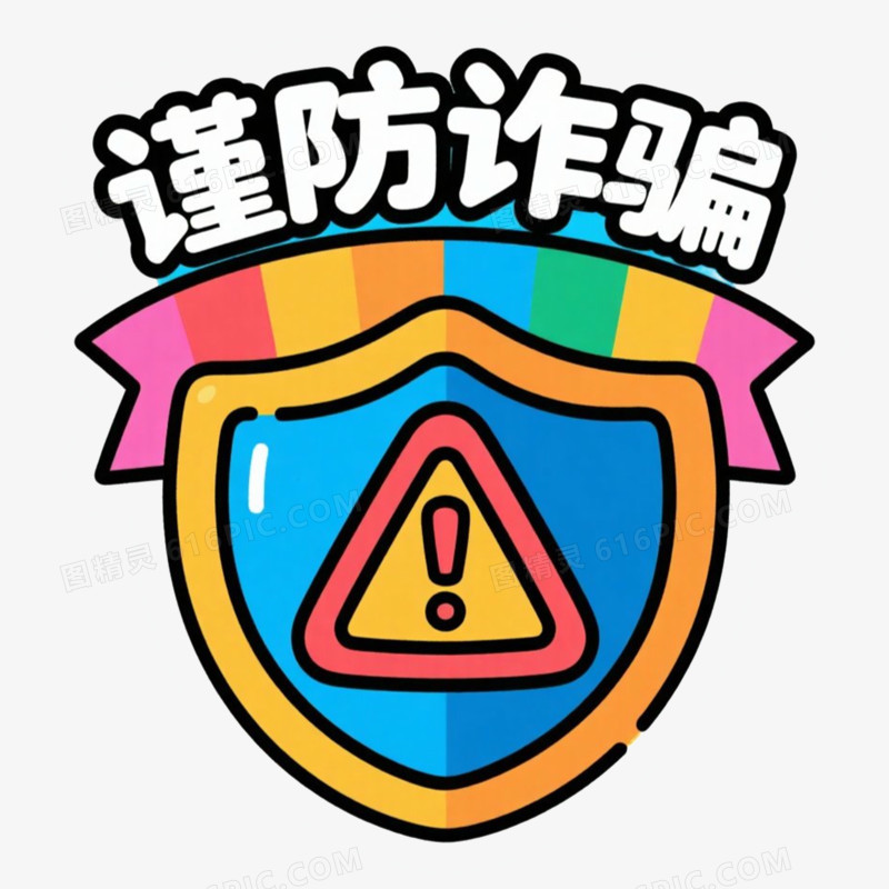 黑底白字防范电信诈骗警示语免抠元素