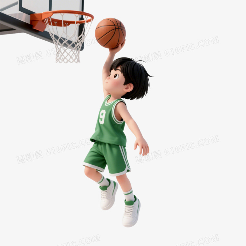 插画风运动运动会项目打篮球免抠元素
