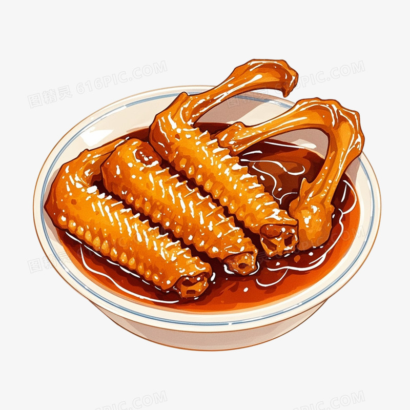 卡通手绘美味鸭翅免抠元素