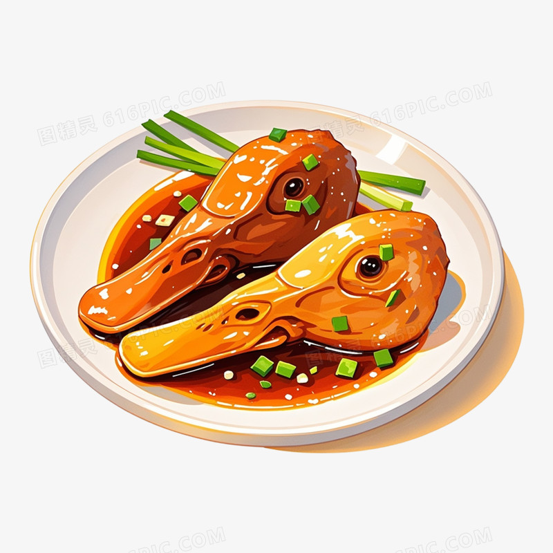 卡通手绘美味鸭头免抠元素