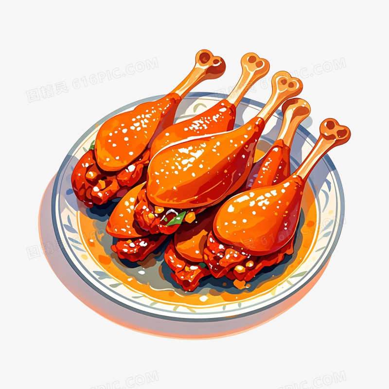 卡通手绘美味鸭腿免抠元素