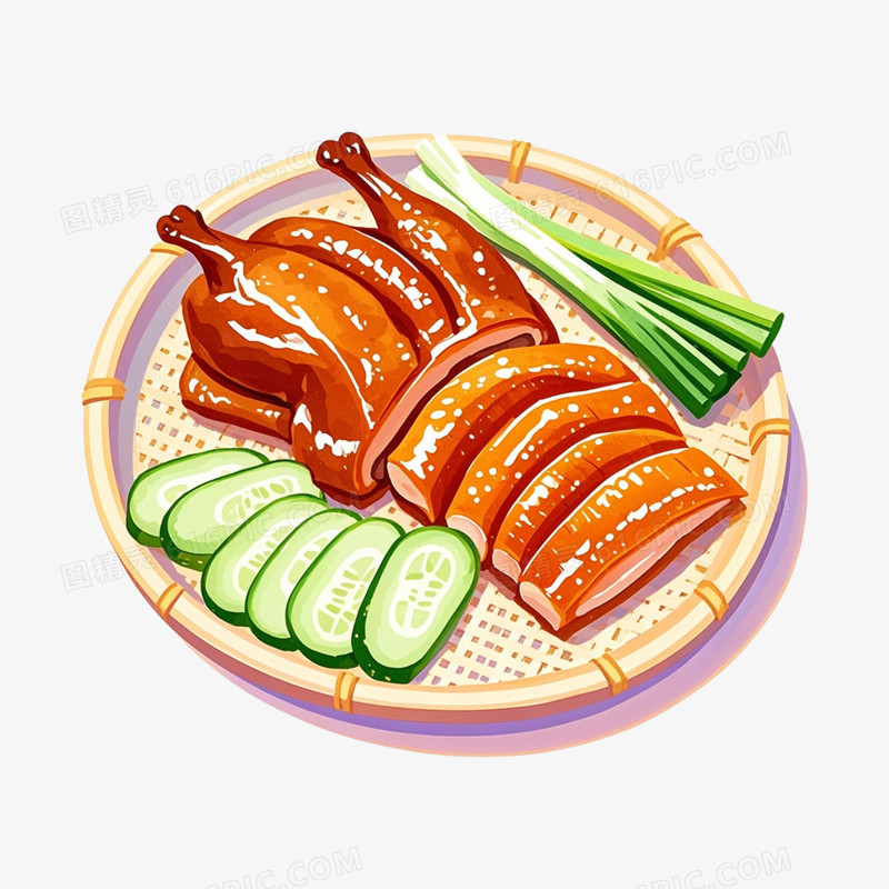 卡通插画风美味鸭货免抠元素